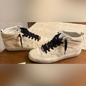 Golden Goose Cream High-Tops with Black Laces